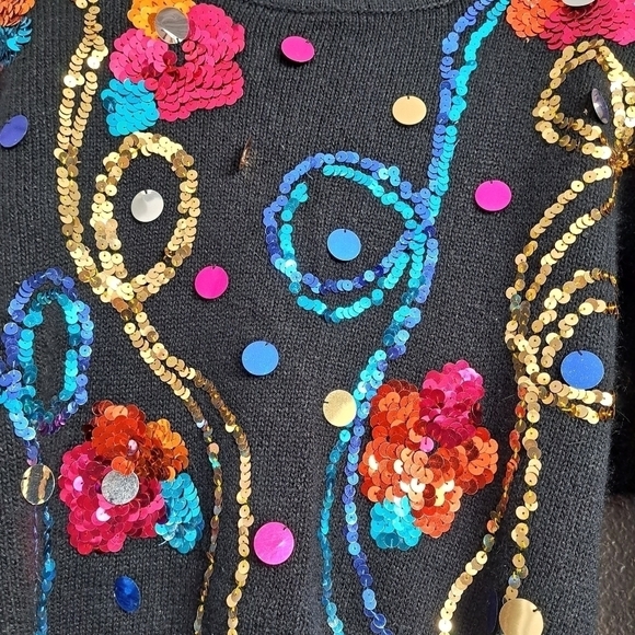 BOLO 1980's Embellished Silk, Angora Rabbit Hair & Lambs Wool Sweater - Picture 8 of 12